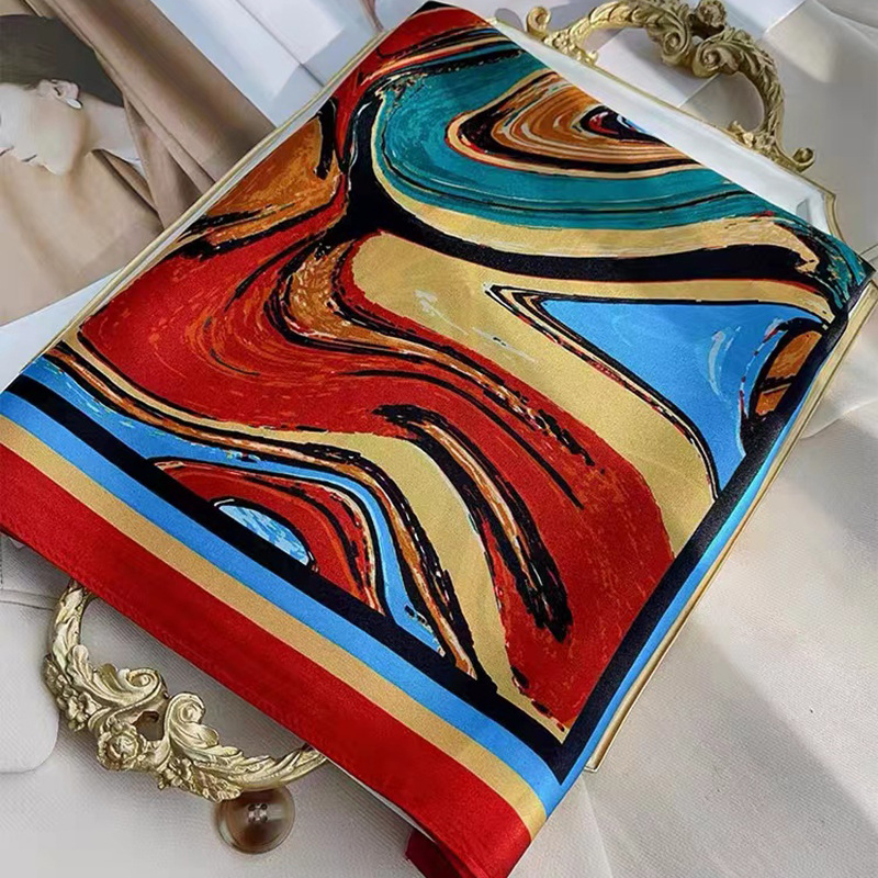 Selyem négyszögletű sál – 100% selyem, twill szövés, nyomtatás