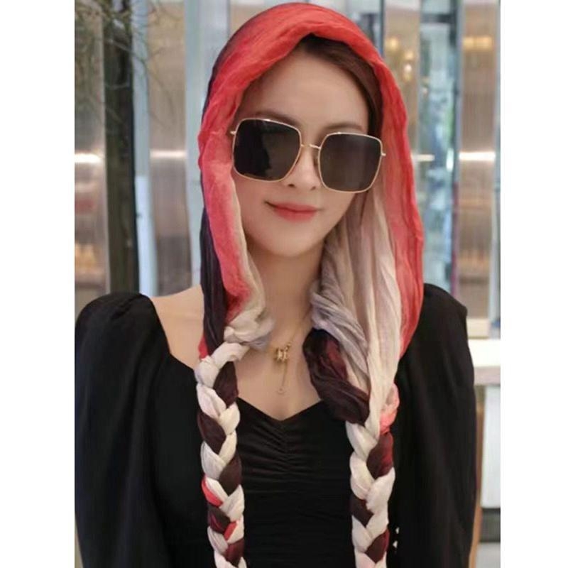 Dugi ručno pleteni pamukasti šal, dvostruka upotreba: šal za glavu ili šal – proljeće 2022