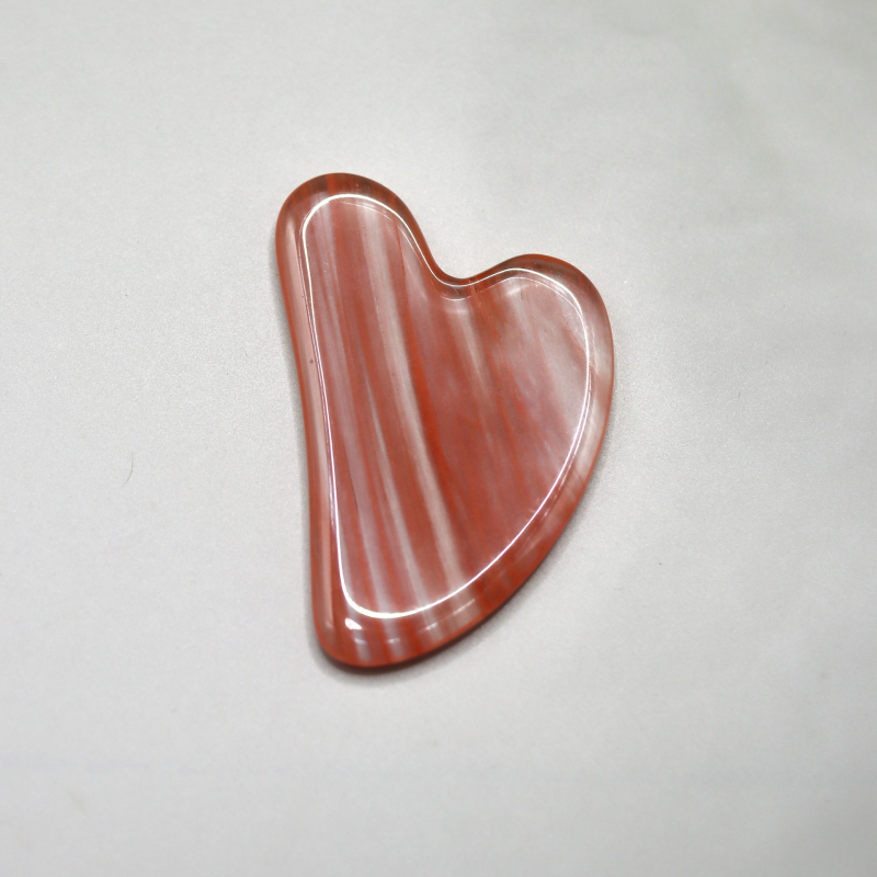 Jade masažo plokštelė su V formos pirštu veidui ir kūnui – poliruota natūralus nefritas, netaisyklingos formos, 99,9% grynumas