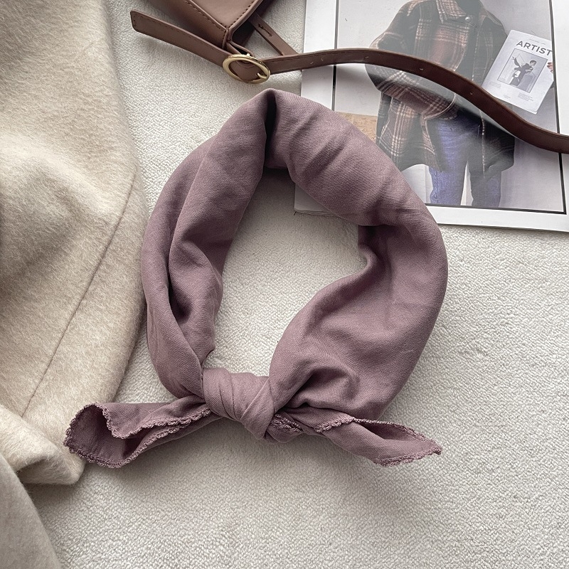 Kvadratni šal od čistog pamuka, korejski stil, dvostruki sloj, satenski završetak