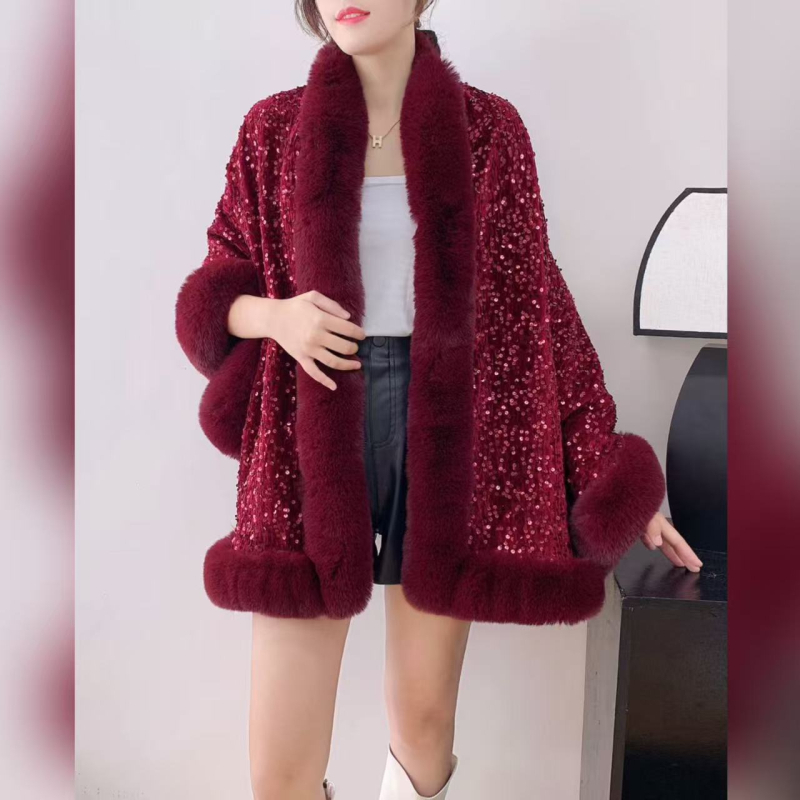 Pulover cape, poliester, jacquard završna obrada, širina 110 cm, zimski dizajn