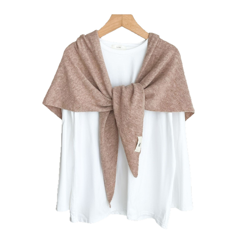 Плетен триъгълен шал, полиестер, Warp плетиво, монохромен модел, запазва топлината