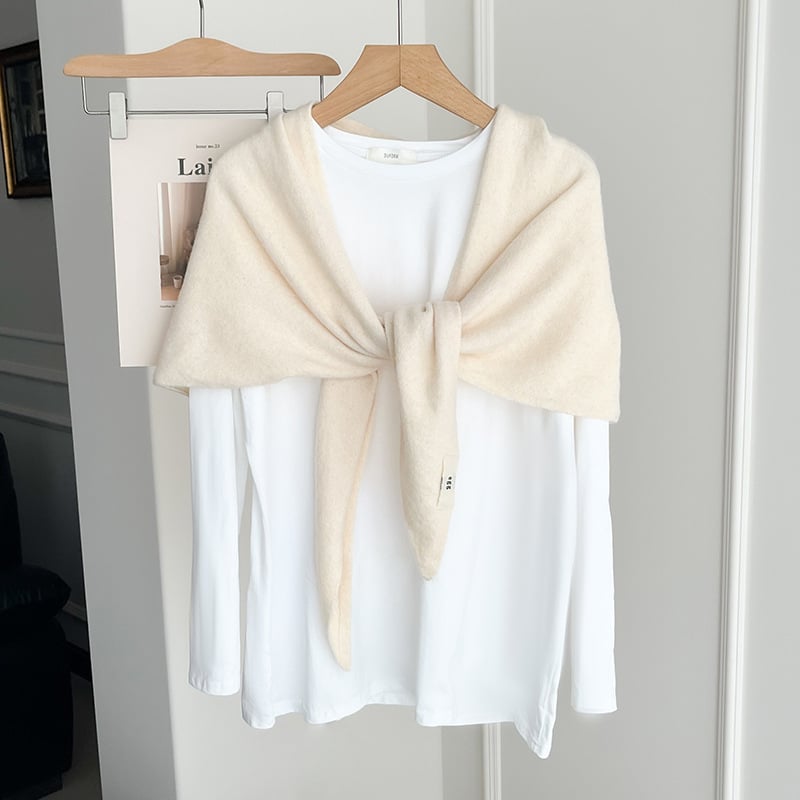 Плетен триъгълен шал, полиестер, Warp плетиво, монохромен модел, запазва топлината