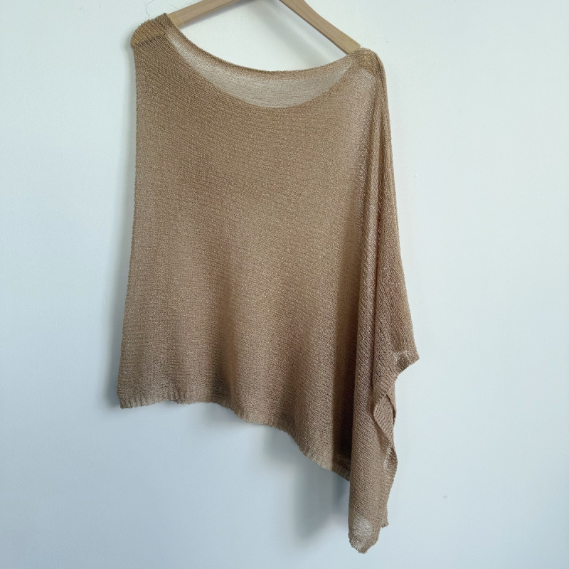 Top od otvorenog pletenog šala s cape stilom, američki stil široke kroje, svestrano nošenje (Poliester; warp pletenje; širina 40 cm; jednobojan; višefunkcionalan)