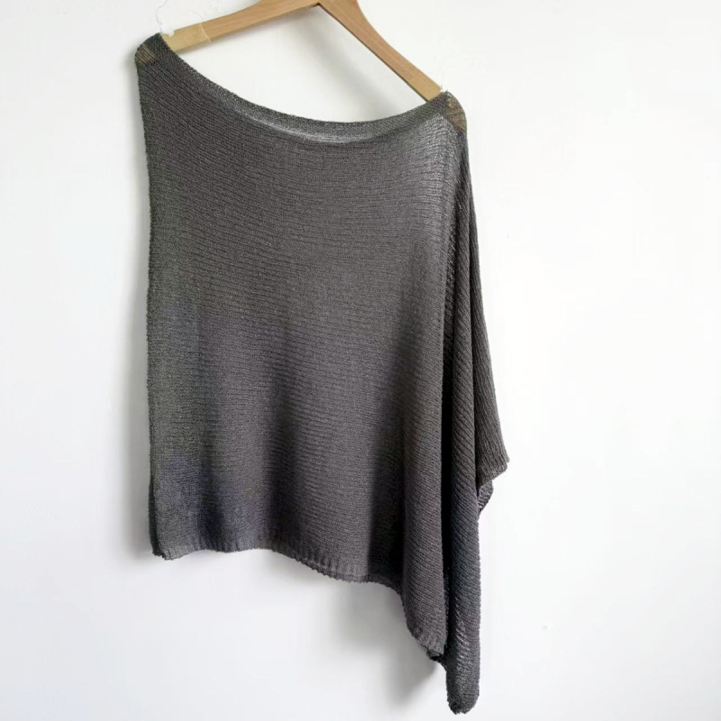 Top od otvorenog pletenog šala s cape stilom, američki stil široke kroje, svestrano nošenje (Poliester; warp pletenje; širina 40 cm; jednobojan; višefunkcionalan)
