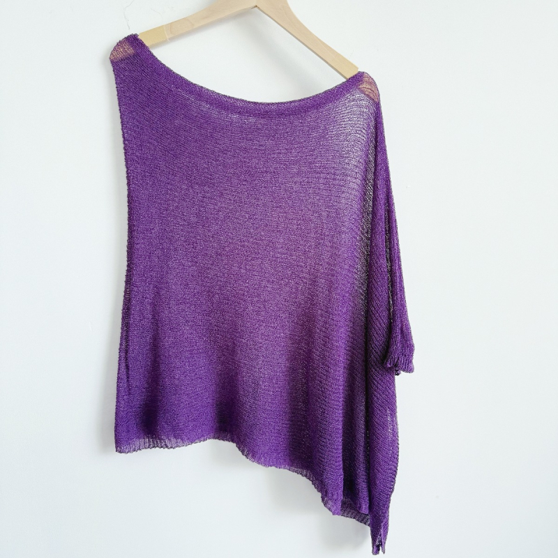 Top od otvorenog pletenog šala s cape stilom, američki stil široke kroje, svestrano nošenje (Poliester; warp pletenje; širina 40 cm; jednobojan; višefunkcionalan)