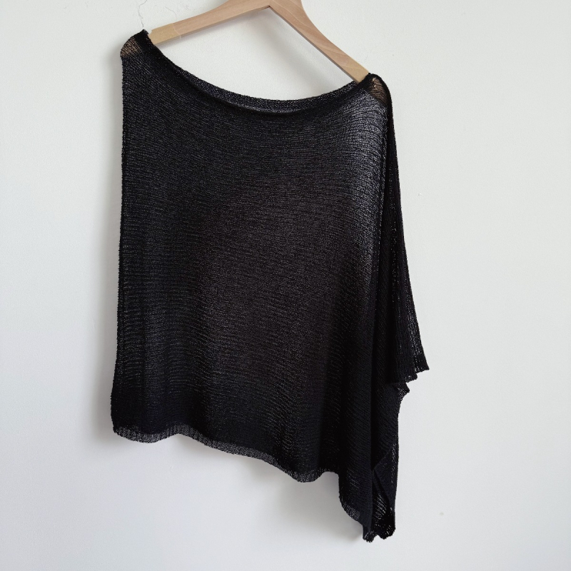 Top od otvorenog pletenog šala s cape stilom, američki stil široke kroje, svestrano nošenje (Poliester; warp pletenje; širina 40 cm; jednobojan; višefunkcionalan)