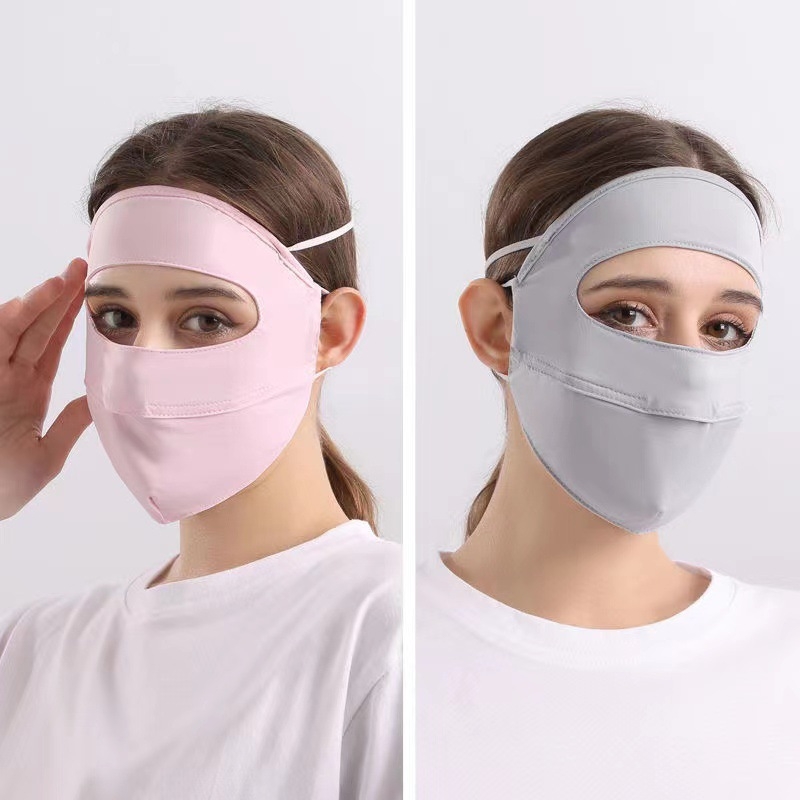 Ženska maska od ice silk s UV zaštitom, potpuno prekrivanje lica i vrata, prozračna za vožnju biciklom