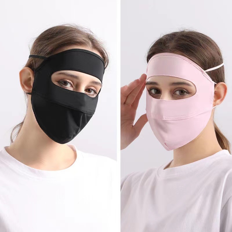 Ženska maska od ice silk s UV zaštitom, potpuno prekrivanje lica i vrata, prozračna za vožnju biciklom