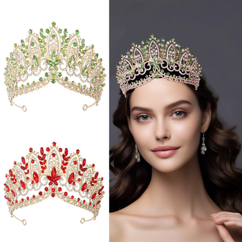 Kézzel készített ötvözetből készült korona kristálydíszítéssel esküvői és születésnapi alkalmakra