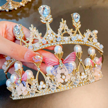 Dječja kruna za kosu – princeški stil, korona od legure sa kristalom, Seiko preciznost