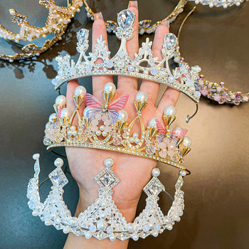 Dječja kruna za kosu – princeški stil, korona od legure sa kristalom, Seiko preciznost