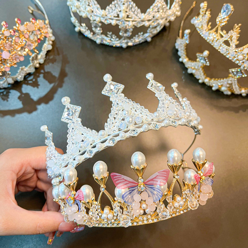 Dječja kruna za kosu – princeški stil, korona od legure sa kristalom, Seiko preciznost