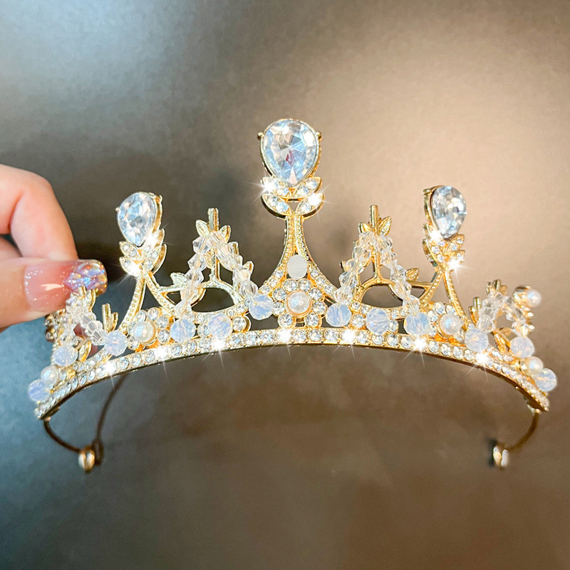 Dječja kruna za kosu – princeški stil, korona od legure sa kristalom, Seiko preciznost
