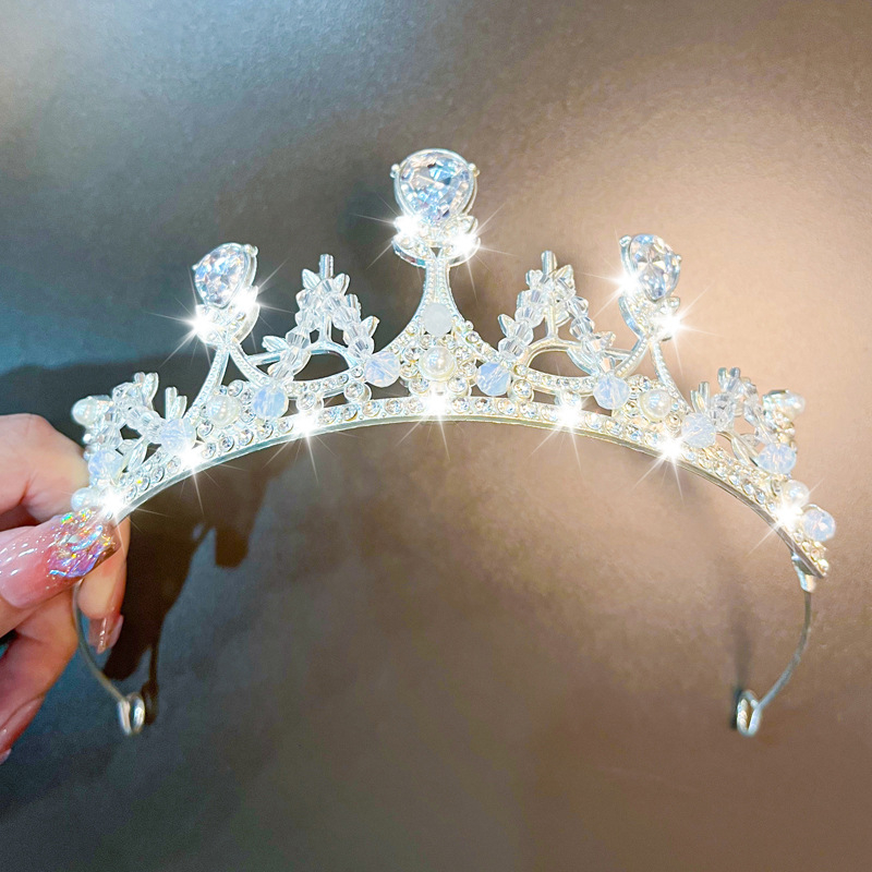 Dječja kruna za kosu – princeški stil, korona od legure sa kristalom, Seiko preciznost