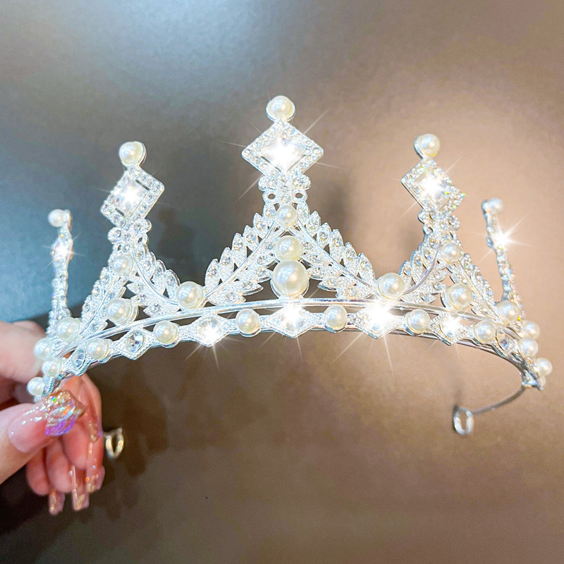 Dječja kruna za kosu – princeški stil, korona od legure sa kristalom, Seiko preciznost