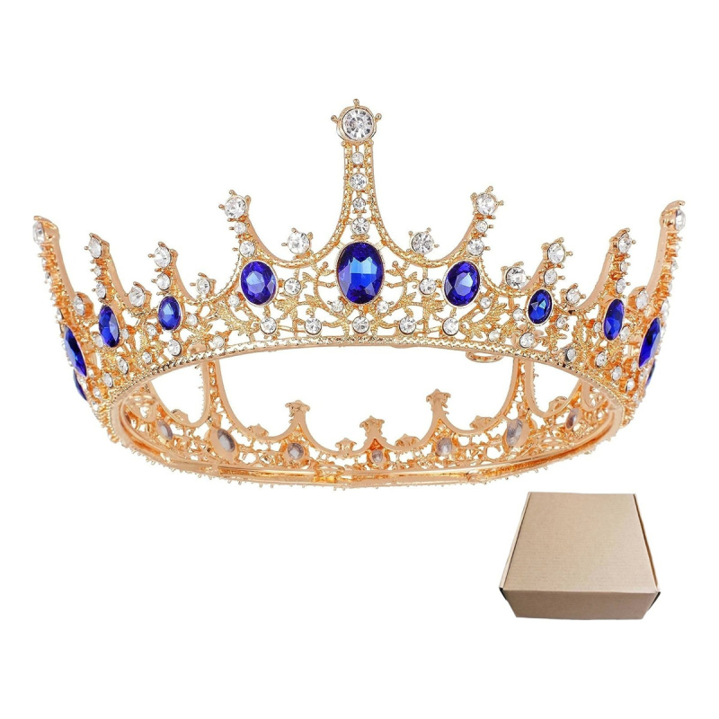 Esküvői barokk korona fejfedő — ötvözet, fehér kristályok, korona forma, női stílus