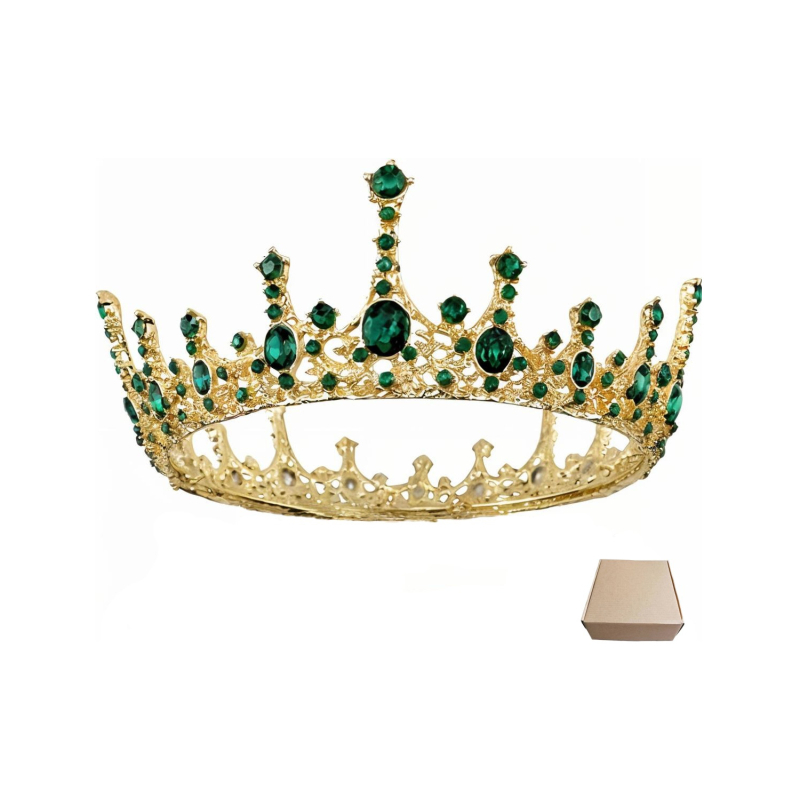 Esküvői barokk korona fejfedő — ötvözet, fehér kristályok, korona forma, női stílus