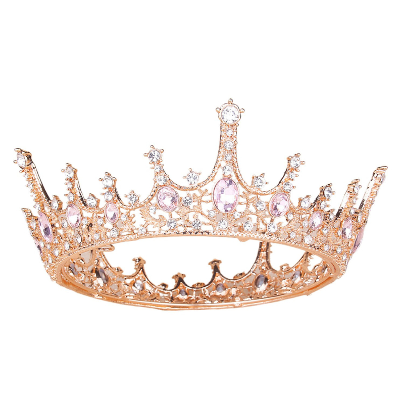 Esküvői barokk korona fejfedő — ötvözet, fehér kristályok, korona forma, női stílus