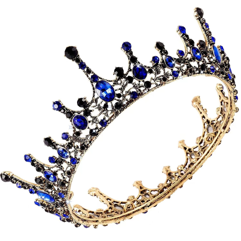 Esküvői barokk korona fejfedő — ötvözet, fehér kristályok, korona forma, női stílus