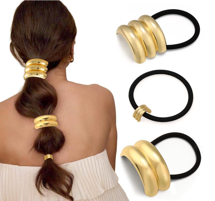 Hajkiegészítő: fémötvözet hajgumikészlet gothikus geometriai kör formákkal, magas rugalmasság; Anyag: ötvözet; Feldolgozás: elektroplakolás; Bevonat: cinkötvözet; Év/Szezon: Tavasz 2025