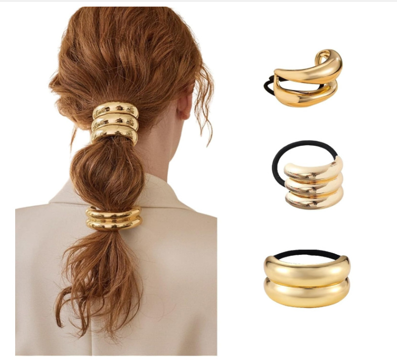 Hajkiegészítő: fémötvözet hajgumikészlet gothikus geometriai kör formákkal, magas rugalmasság; Anyag: ötvözet; Feldolgozás: elektroplakolás; Bevonat: cinkötvözet; Év/Szezon: Tavasz 2025