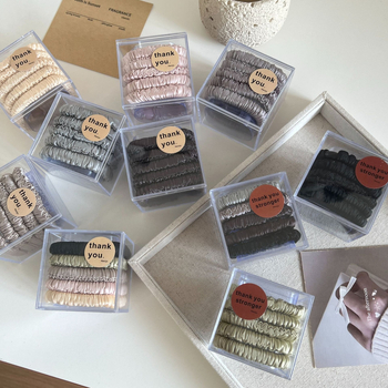 Szatén szövet Scrunchie hajgumi, redőzéssel, kézzel készített, koreai stílus, beépítés nélküli dizájn