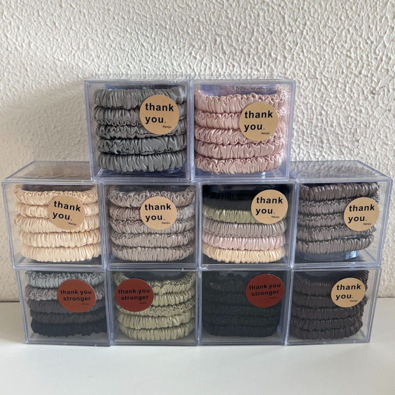 Szatén szövet Scrunchie hajgumi, redőzéssel, kézzel készített, koreai stílus, beépítés nélküli dizájn