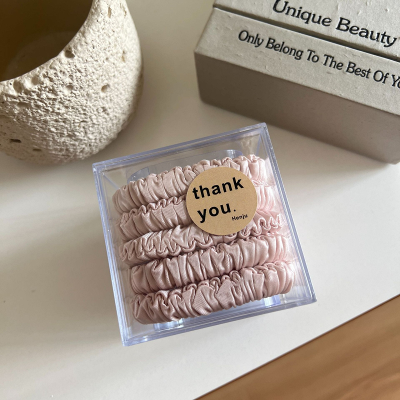 Szatén szövet Scrunchie hajgumi, redőzéssel, kézzel készített, koreai stílus, beépítés nélküli dizájn