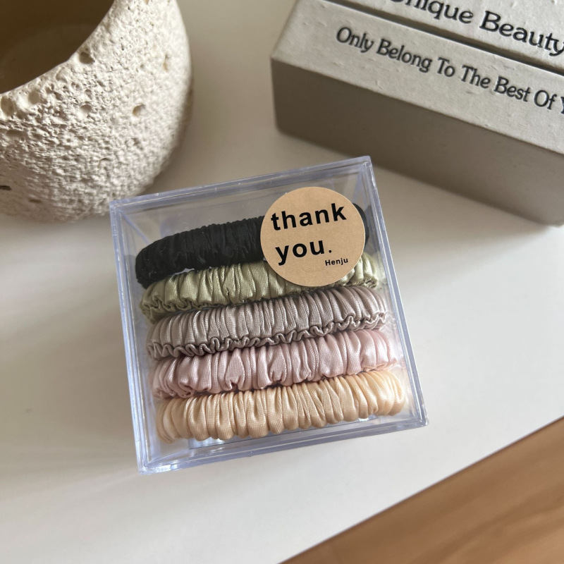 Szatén szövet Scrunchie hajgumi, redőzéssel, kézzel készített, koreai stílus, beépítés nélküli dizájn