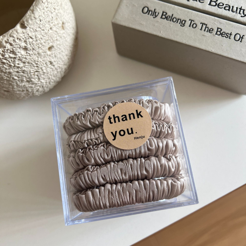 Szatén szövet Scrunchie hajgumi, redőzéssel, kézzel készített, koreai stílus, beépítés nélküli dizájn