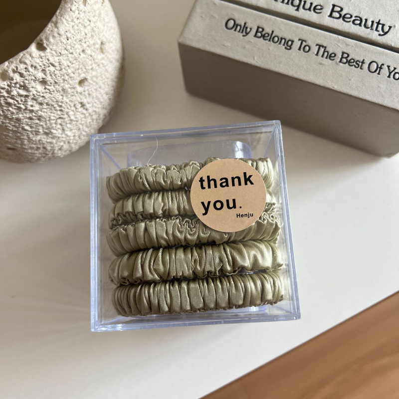 Szatén szövet Scrunchie hajgumi, redőzéssel, kézzel készített, koreai stílus, beépítés nélküli dizájn