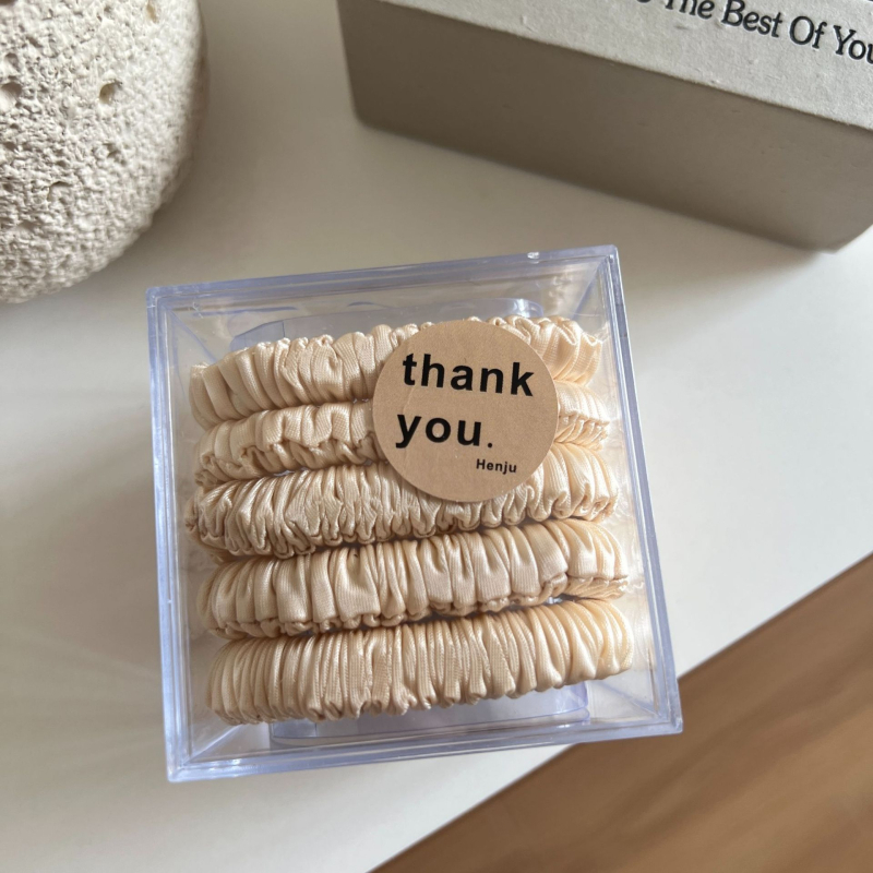 Szatén szövet Scrunchie hajgumi, redőzéssel, kézzel készített, koreai stílus, beépítés nélküli dizájn