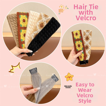 Bedo pletená čelenka na hlavu s Velcro, vintage štýl, kvetinový tvar, ručná práca