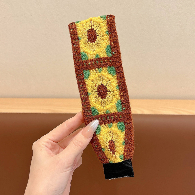 Bedo pletena traka za kosu s Velcro, vintage stil, cvjetni oblik, ručna izrada