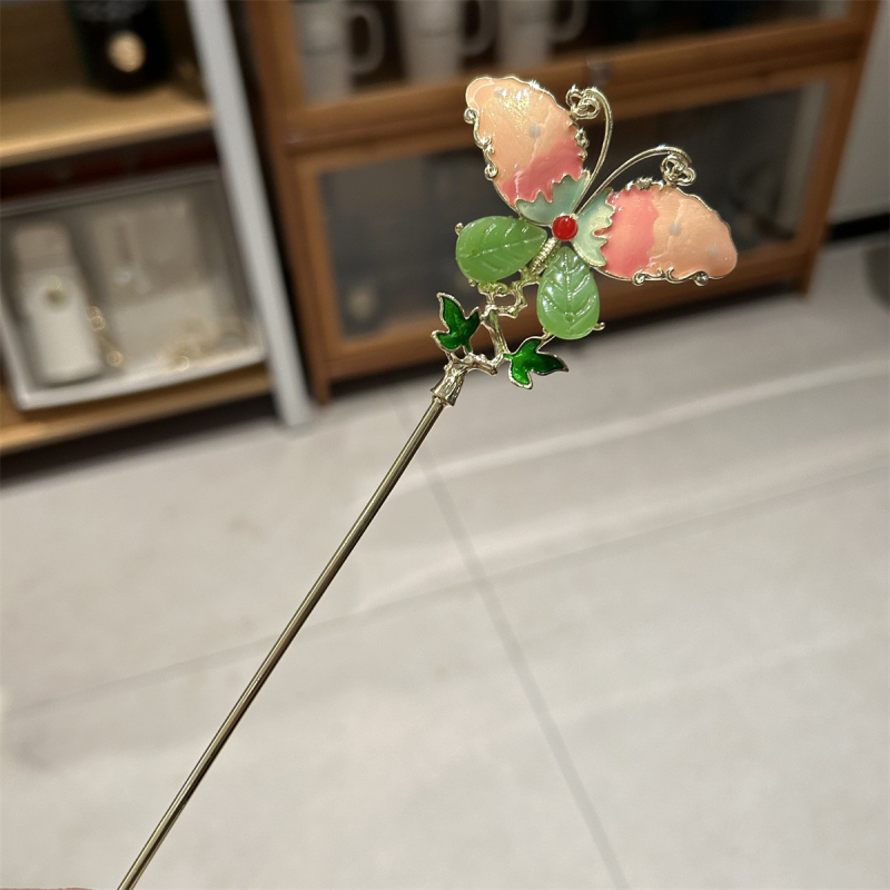 U alakú hajtű pillangóbojtokkal – fém, új kínai stílus, masni dísz, olajcsepp felületkezelés, testre szabható