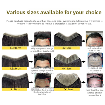 Dio perike za liniju kose s bangs, nevidljivo čelo, prava ljudska kosa, potpuno ručno tkan, ravni stil, za muškarce