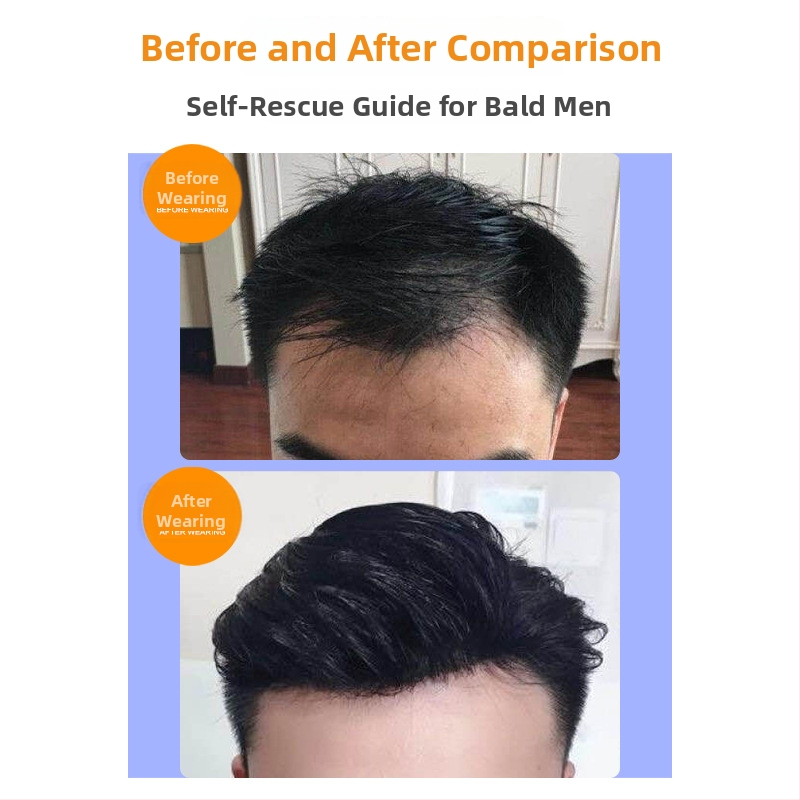 Dio perike za liniju kose s bangs, nevidljivo čelo, prava ljudska kosa, potpuno ručno tkan, ravni stil, za muškarce