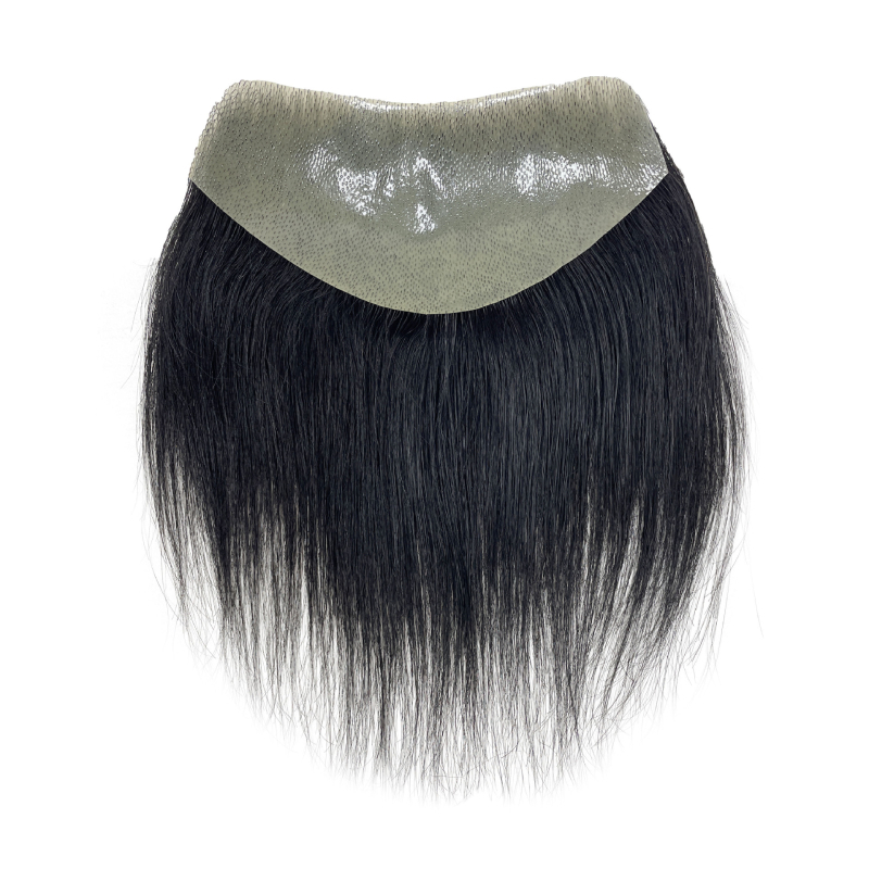 Dio perike za liniju kose s bangs, nevidljivo čelo, prava ljudska kosa, potpuno ručno tkan, ravni stil, za muškarce