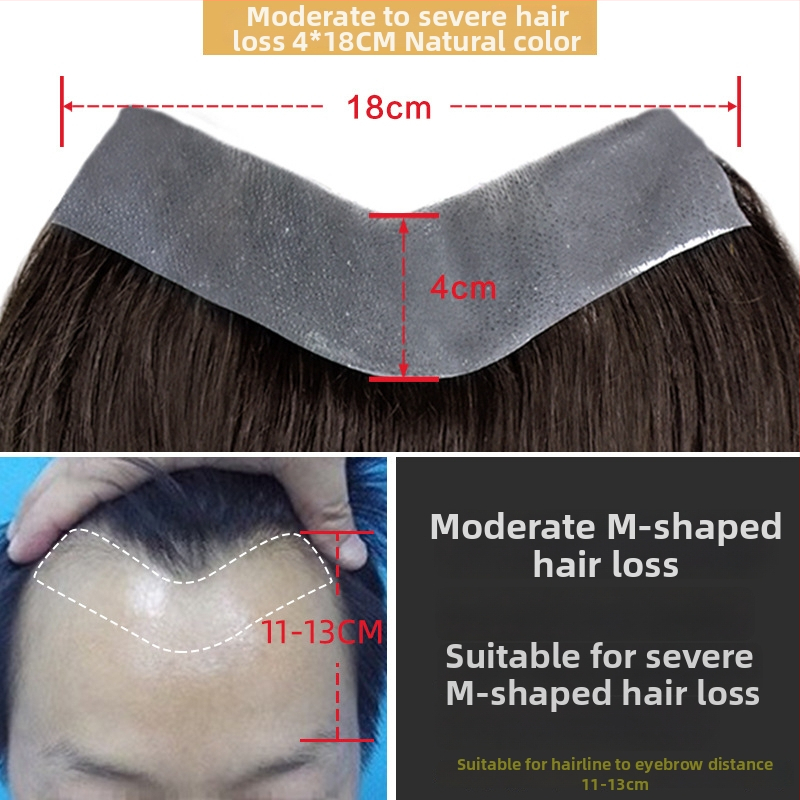 Dio perike za liniju kose s bangs, nevidljivo čelo, prava ljudska kosa, potpuno ručno tkan, ravni stil, za muškarce