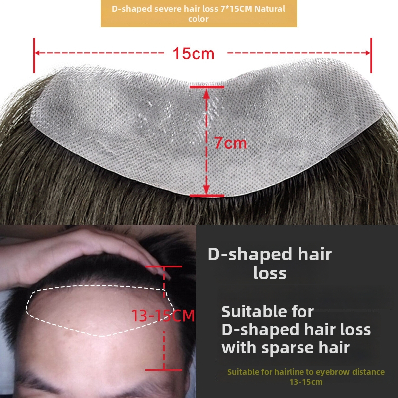 Dio perike za liniju kose s bangs, nevidljivo čelo, prava ljudska kosa, potpuno ručno tkan, ravni stil, za muškarce