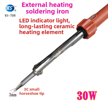 Mājās lietojams lodēšanas instruments 30-60W, 220V ar gumijas rokturi — lodēšanas pildspalva ar galiem: izliekts, taisns, plakans un potkovveidīgs (modelis WS-708)