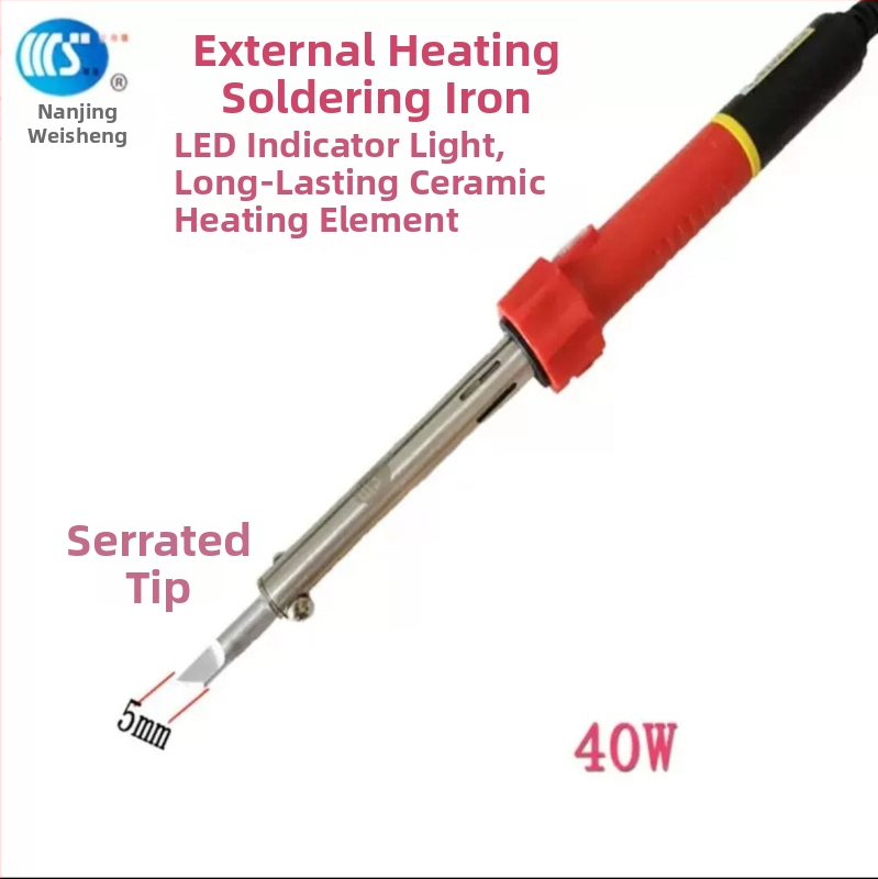 Mājās lietojams lodēšanas instruments 30-60W, 220V ar gumijas rokturi — lodēšanas pildspalva ar galiem: izliekts, taisns, plakans un potkovveidīgs (modelis WS-708)