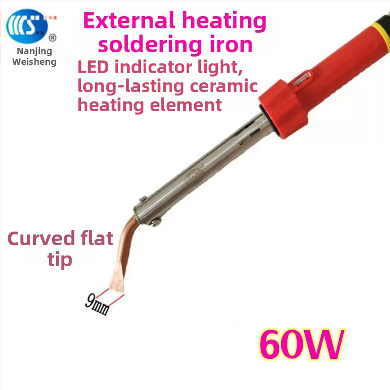 Domáce spájkovacie pero 30-60W, 220V, mäkká rukoväť — spájkovač s tipmi: zahnutý, rovný, plochý a podkova (model WS-708)