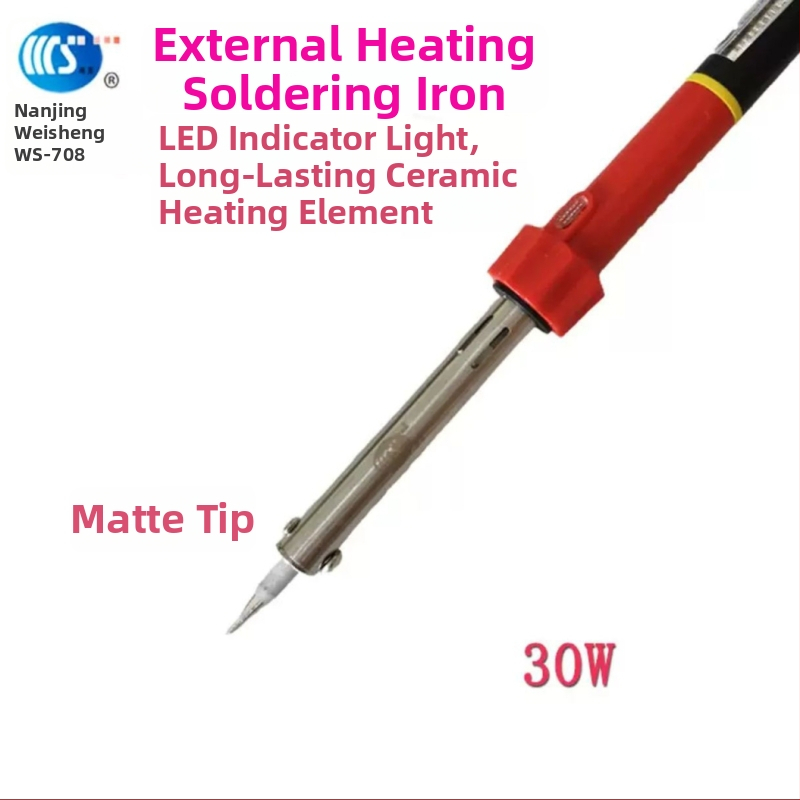 Mājās lietojams lodēšanas instruments 30-60W, 220V ar gumijas rokturi — lodēšanas pildspalva ar galiem: izliekts, taisns, plakans un potkovveidīgs (modelis WS-708)