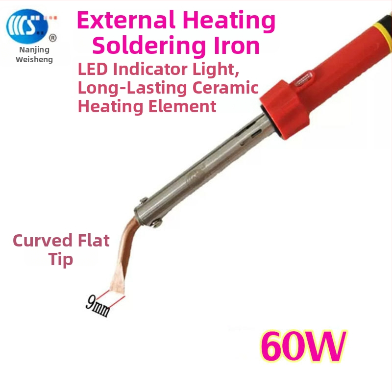 Mājās lietojams lodēšanas instruments 30-60W, 220V ar gumijas rokturi — lodēšanas pildspalva ar galiem: izliekts, taisns, plakans un potkovveidīgs (modelis WS-708)