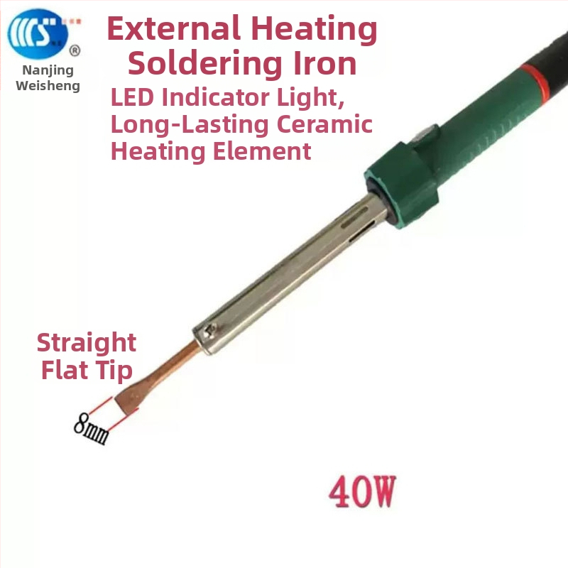 Mājās lietojams lodēšanas instruments 30-60W, 220V ar gumijas rokturi — lodēšanas pildspalva ar galiem: izliekts, taisns, plakans un potkovveidīgs (modelis WS-708)