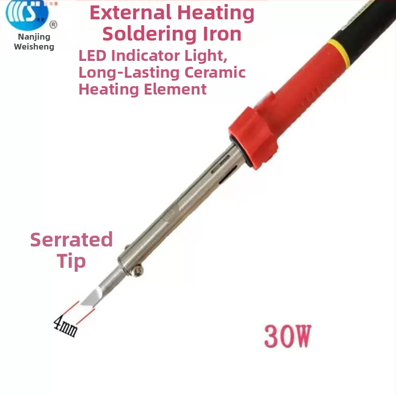 Mājās lietojams lodēšanas instruments 30-60W, 220V ar gumijas rokturi — lodēšanas pildspalva ar galiem: izliekts, taisns, plakans un potkovveidīgs (modelis WS-708)