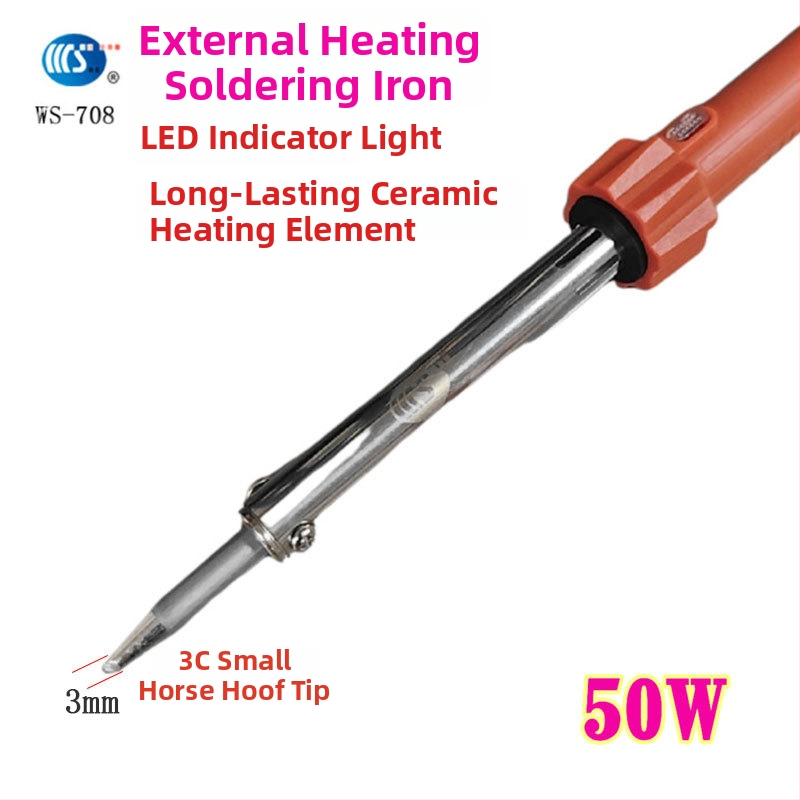 Mājās lietojams lodēšanas instruments 30-60W, 220V ar gumijas rokturi — lodēšanas pildspalva ar galiem: izliekts, taisns, plakans un potkovveidīgs (modelis WS-708)