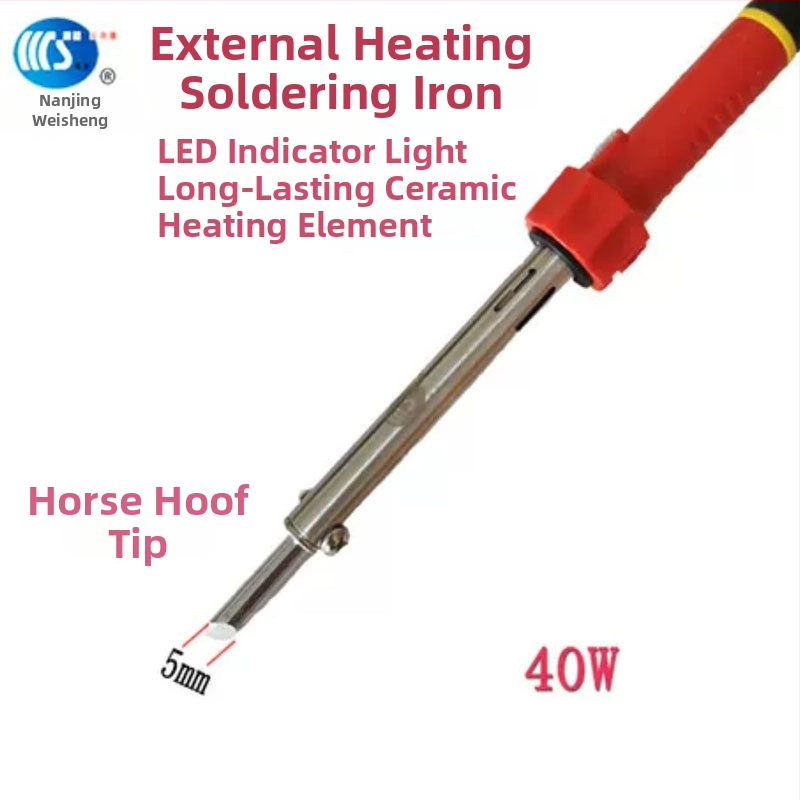 Mājās lietojams lodēšanas instruments 30-60W, 220V ar gumijas rokturi — lodēšanas pildspalva ar galiem: izliekts, taisns, plakans un potkovveidīgs (modelis WS-708)